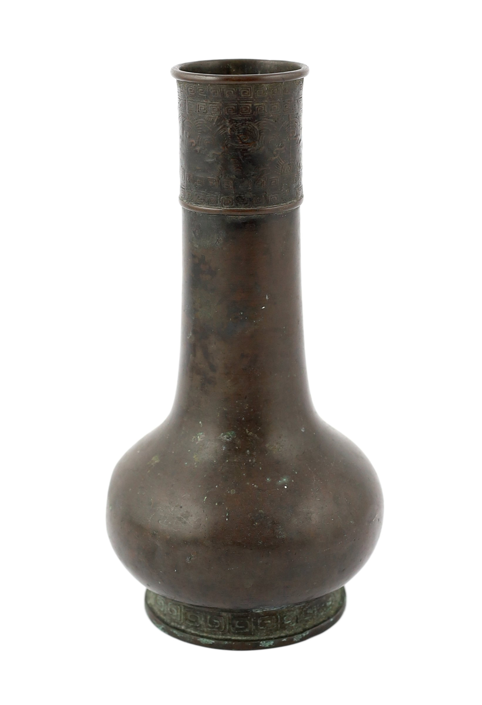 A Chinese bronze vase, Song-Yuan dynasty, dents